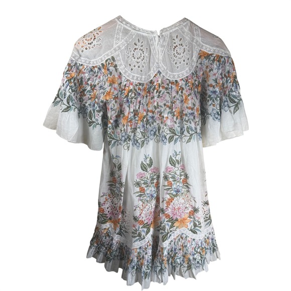 NIP Farm Rio Sweet Bloom Bouquet Short-Sleeve Mini Dress Size S Boho Cottagecore - Picture 10 of 12